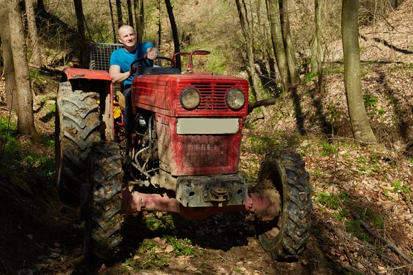 Lumberjack on his logging tractor — Stock Photo, Image