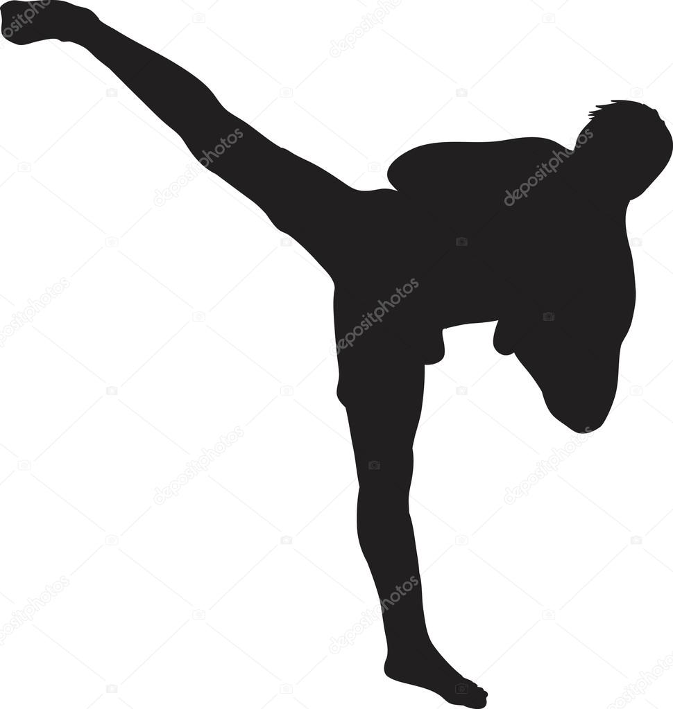 Muay thai fighter silhouette