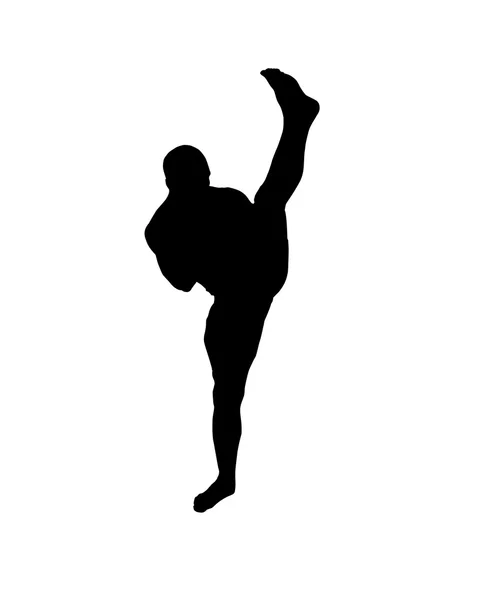 Silhouette di un combattente kickbox — Vettoriale Stock