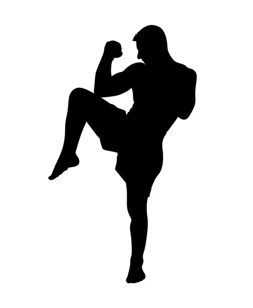 Kickbox fighter silhouette — Stock Vector