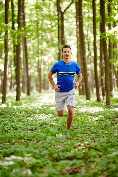 Fit runner em uma corrida de trilha — Fotografia de Stock