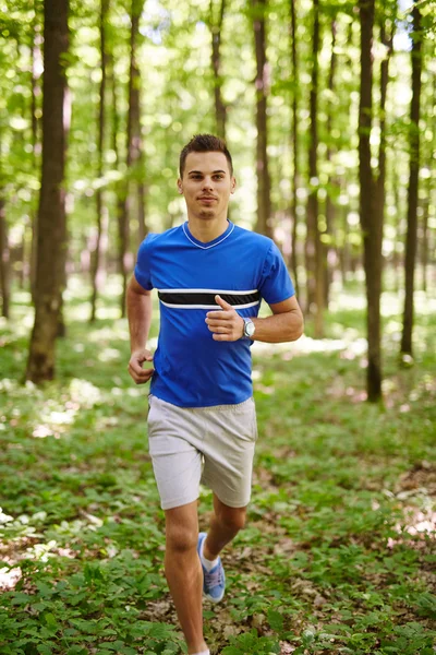 Fit runner em uma corrida de trilha — Fotografia de Stock