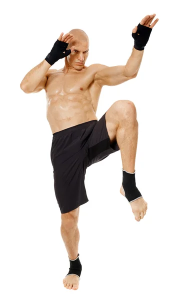 Thai box fighter kicking with the knee — Stock Photo, Image