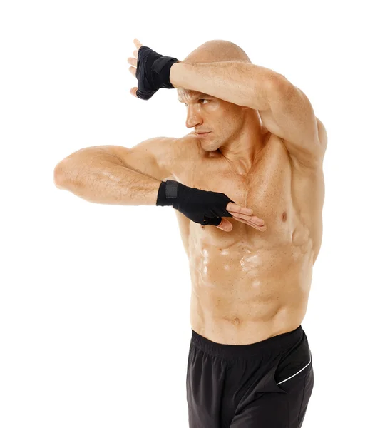 Muay thai fighter hitting with elbow — Stock Photo, Image