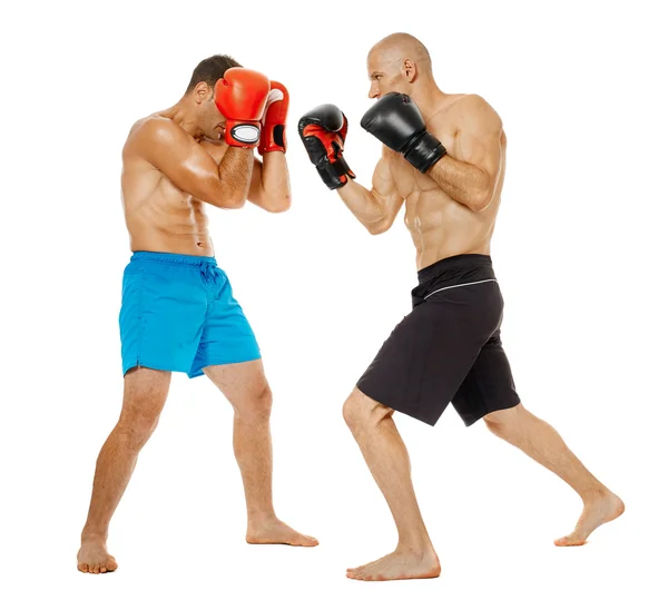 Deux combattants kickbox sparring — Photo