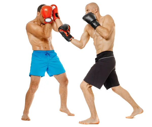 Dwóch zawodników kickbox sparingi — Zdjęcie stockowe