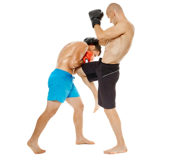 Dois lutadores kickbox sparring — Fotografia de Stock