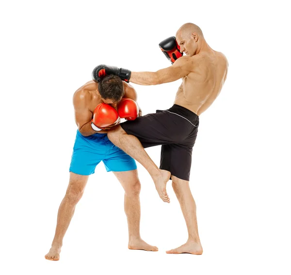 Dos luchadores de kickbox que luchan — Foto de Stock