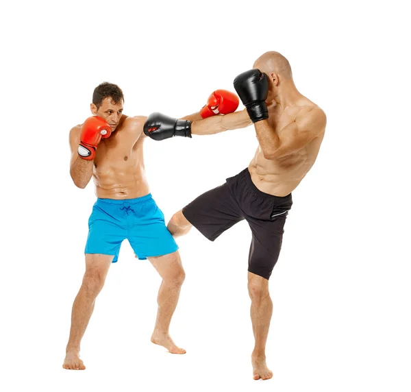 Dois lutadores kickbox sparring — Fotografia de Stock