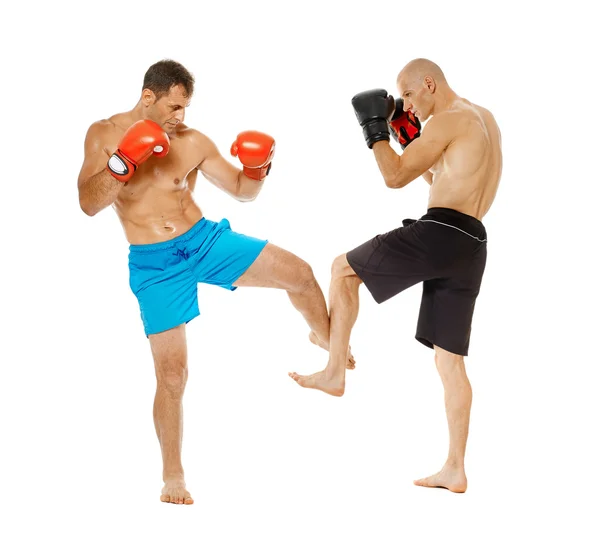 Dos luchadores de kickbox que luchan —  Fotos de Stock