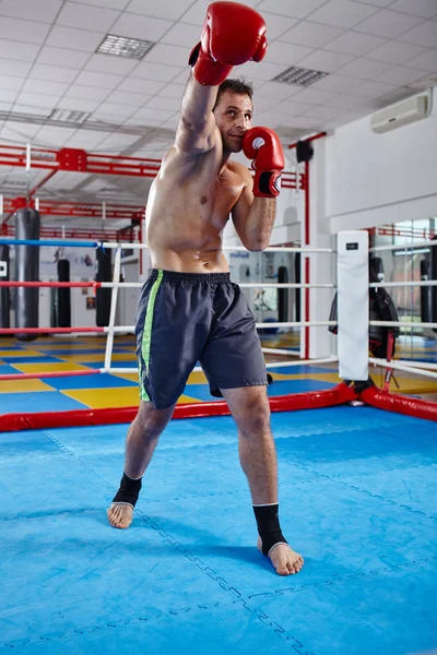 Kickbox lutador sombra boxe — Fotografia de Stock