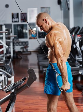 vücut geliştirmeci bir dayanıklılık egzersiz yapıyor