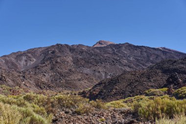 Pico del Teide volkanının manzarası Tenerife 'deki Los Regatones zencileri, İspanya' daki Kanarya Adaları 'ndan görüldü.