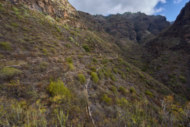 Volkanik kayalıklar ufku ince, tozlu bir pist yılanı olarak tanımlar..