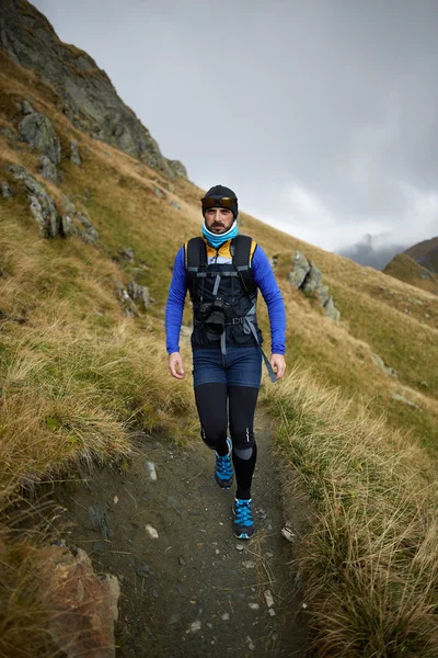 Caucasian hiker with backpack — Stock Photo, Image