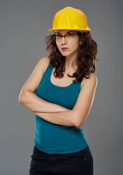 Inženýr nosit ochranou helmu — Stock fotografie