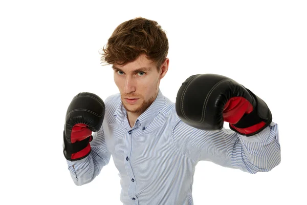 Businessman with boxing gloves — Stock Photo, Image