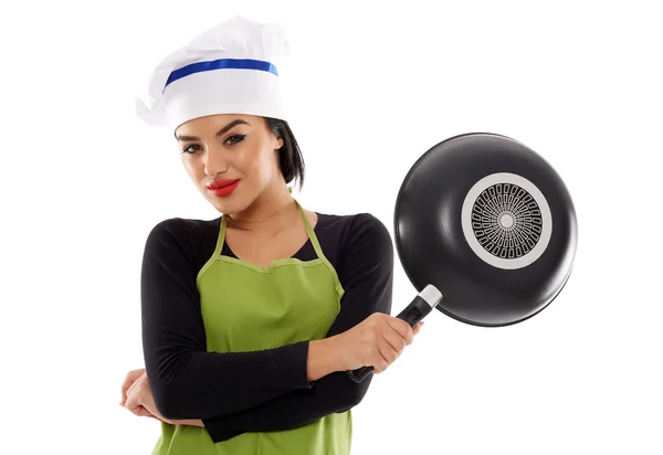 Кука латиноамериканського леді з сковороди — стокове фото