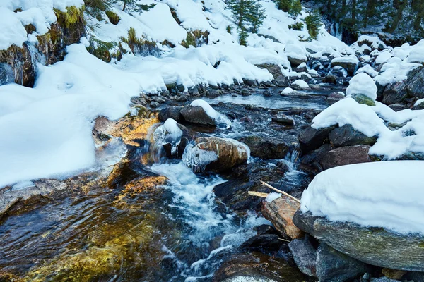 Fiume di montagna in inverno — Foto Stock