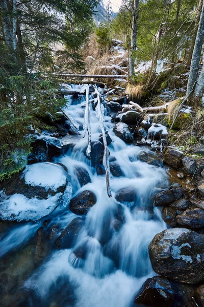 Riacho congelado no inverno — Fotografia de Stock