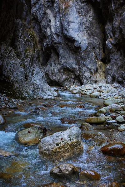 山渓谷を流れる川 — ストック写真