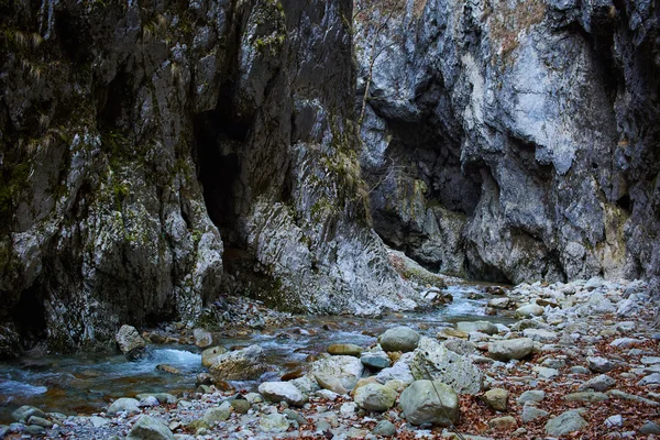 Rivière qui coule dans le canyon de montagne — Photo