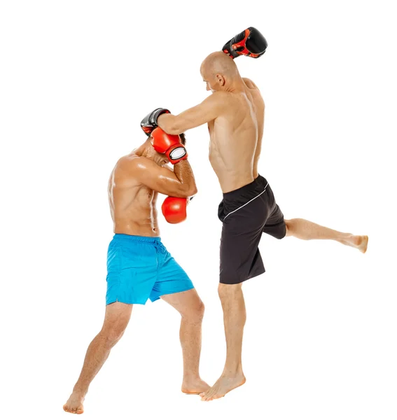 Kickbox bojovníků, zápasení — Stock fotografie