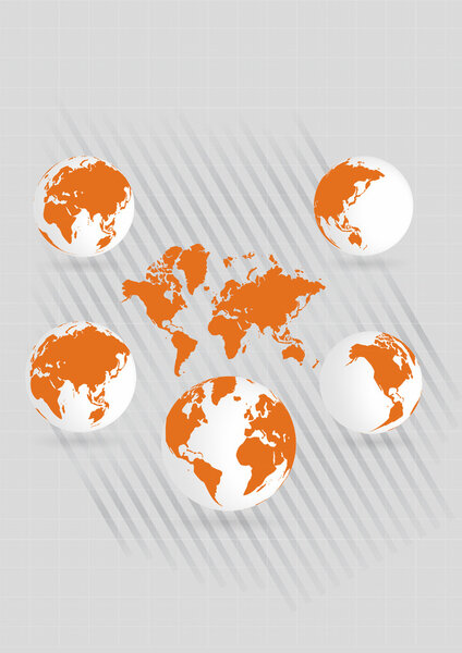 Карта мира с Земными шарами
