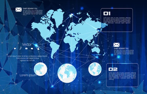 Mapa świata, koncepcji technologii — Wektor stockowy