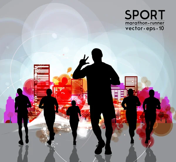 スポーツ バック グラウンド、マラソン ランナー — ストックベクタ