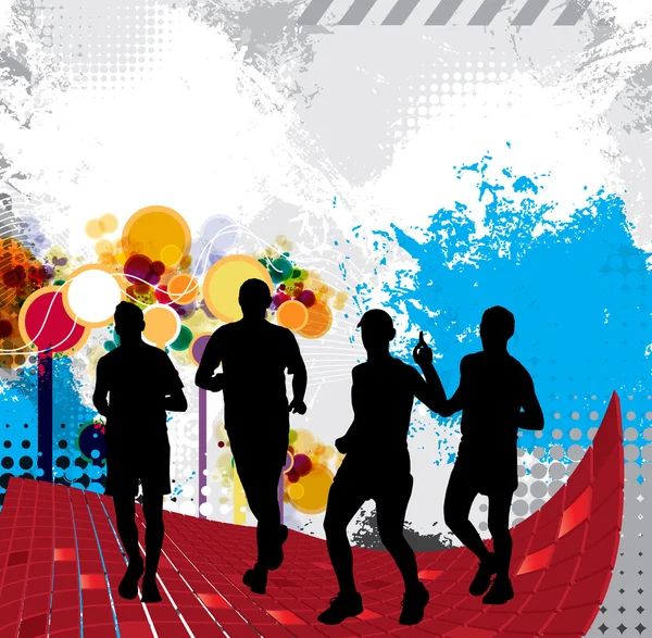 Maraton koşucular, spor illüstrasyon — Stok fotoğraf