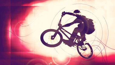 BMX motorcu arka plan üzerinde