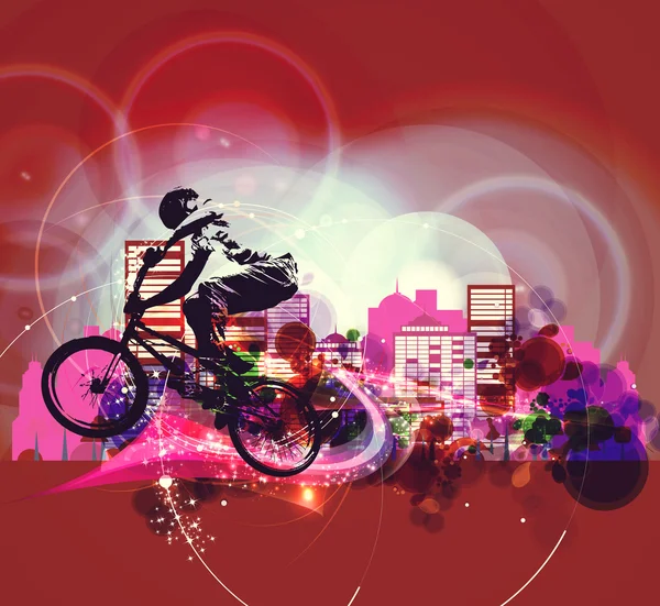 BMX байкер на абстрактном фоне — стоковое фото