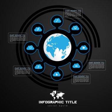 Infographic şablon koyu arka plan üzerinde
