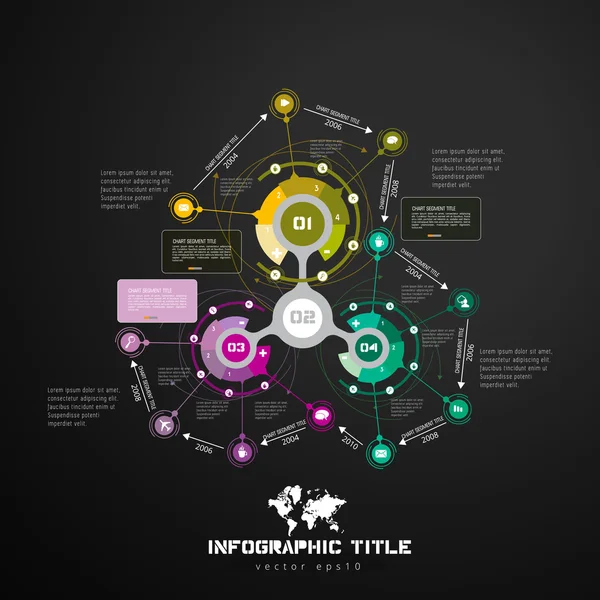 Infographic sjabloon op donkere achtergrond — Stockvector