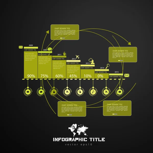 Icônes, éléments et chronologie infographie — Stok Vektör