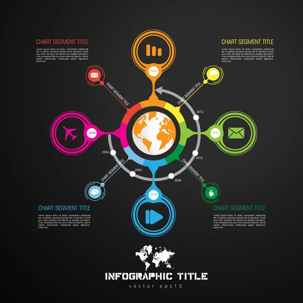 Tijdlijn infographics, elementen en pictogrammen — Stockvector