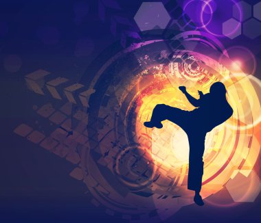 Karate siluet arka plan üzerinde