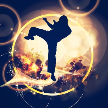 Karate siluet arka plan üzerinde