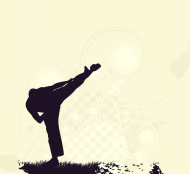 Karate siluet arka plan üzerinde