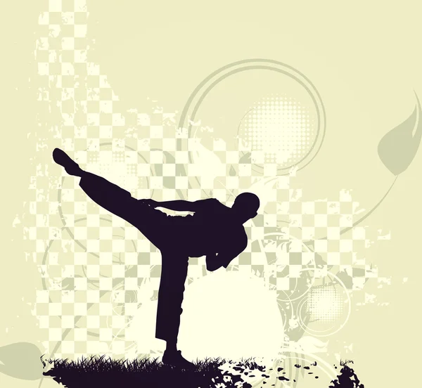 Karate silhouet op abstracte achtergrond — Stockfoto