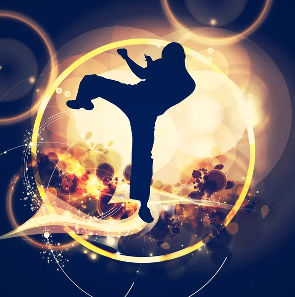 Karate silhouet op abstracte achtergrond — Stockfoto