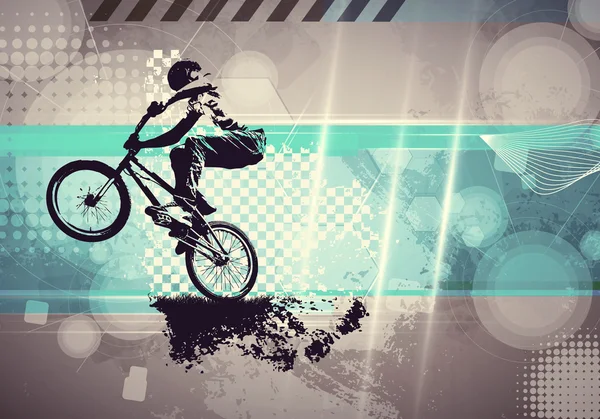 BMX ποδηλάτης σε αφηρημένα φόντο — Φωτογραφία Αρχείου