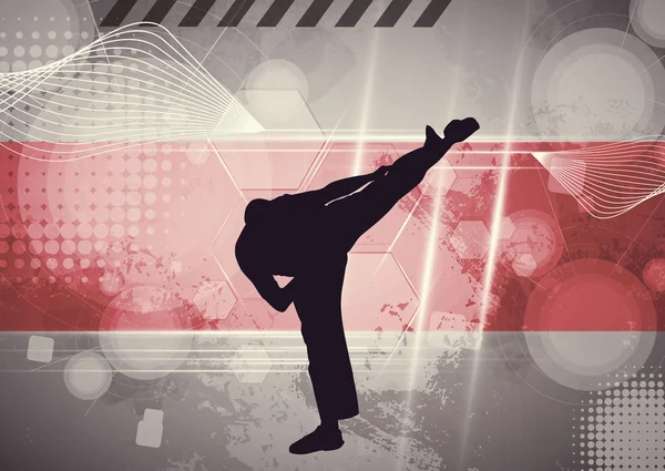 Silueta de karate sobre fondo abstracto —  Fotos de Stock
