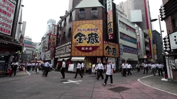 Les gens marchent dans la rue à Tokyo — Video