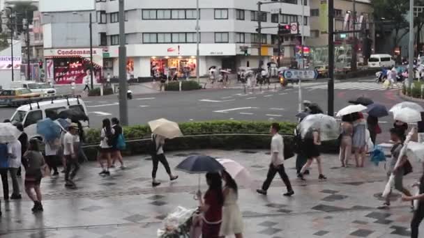 人们穿过东京涩谷十字路口 — 图库视频影像