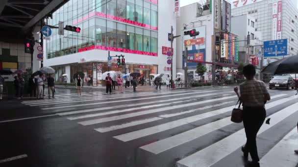 People cross street in Tokyo — Stock Video