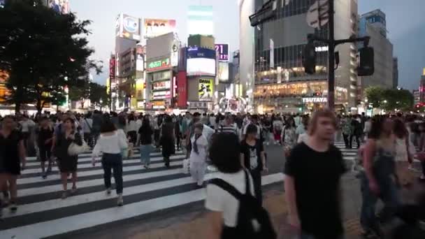 Anonyme Menschenmassen auf Shibuya Disrit in Tokio — Stockvideo