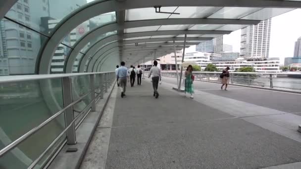 Les gens marchent sur le pont à Tokyo — Video