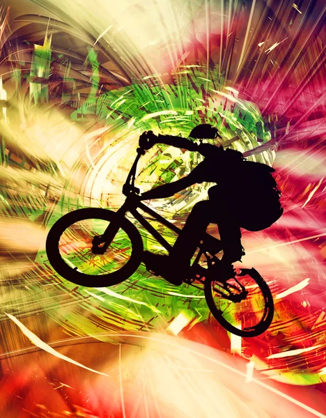 Boy with bmx illustration — Stock Photo, Image